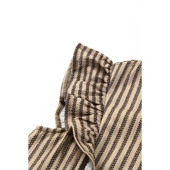 Azura Exchange  Khaki Striped Crew Neck Ruffled Tank Top - Picture 13 of 15